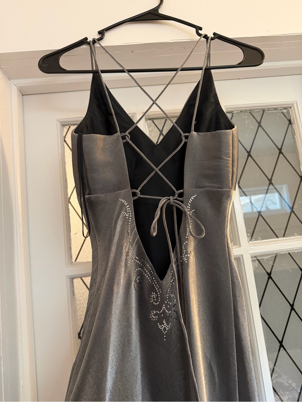 Vintage Gun Medal Silver Evening Gown